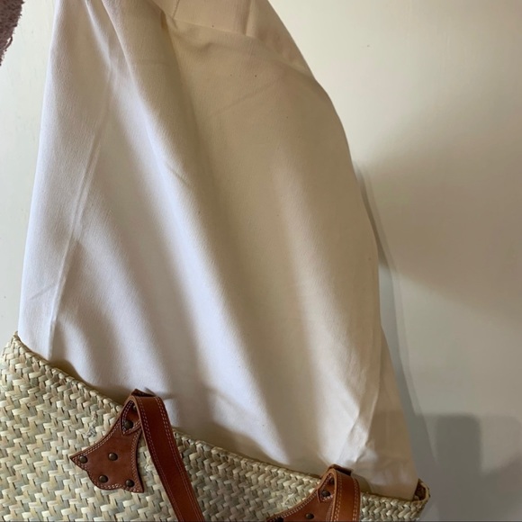 Large Natural Material Woven Tote with Leather Handles - Picture 8 of 14